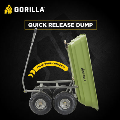 Gorilla Carts 600 Pound Capacity Poly Yard Dump Utility Cart, Green (Used)