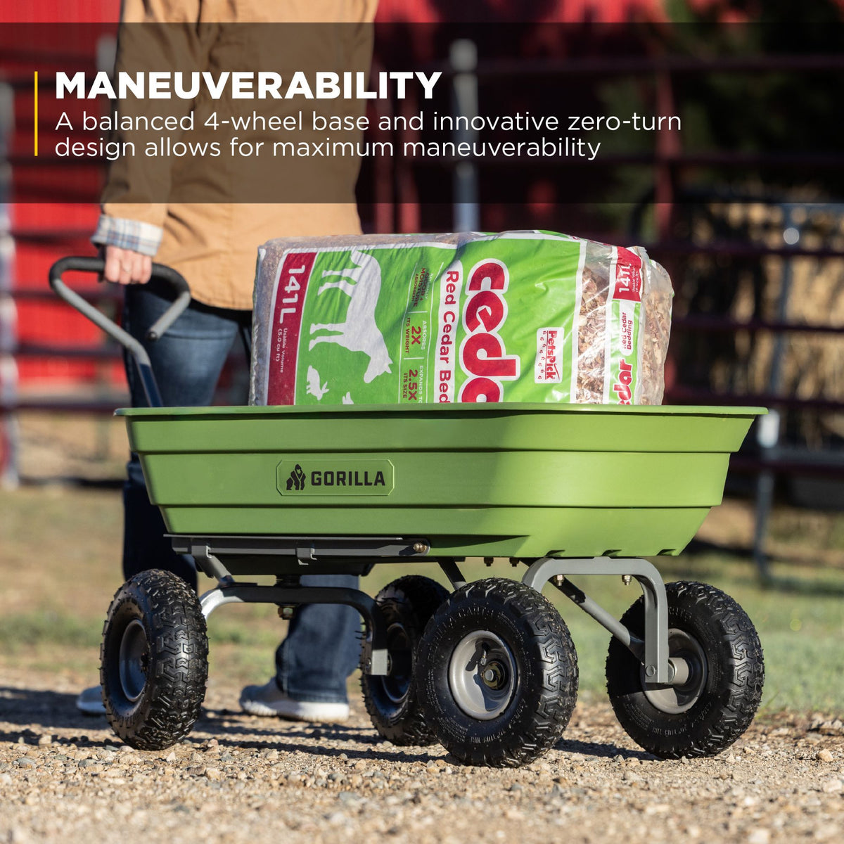 Gorilla Carts 600 Pound Capacity Poly Yard Dump Utility Cart, Green (Used)