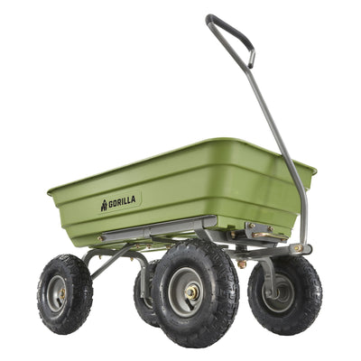 Gorilla Carts 600 Pound Capacity Poly Yard Dump Utility Cart, Green (Used)