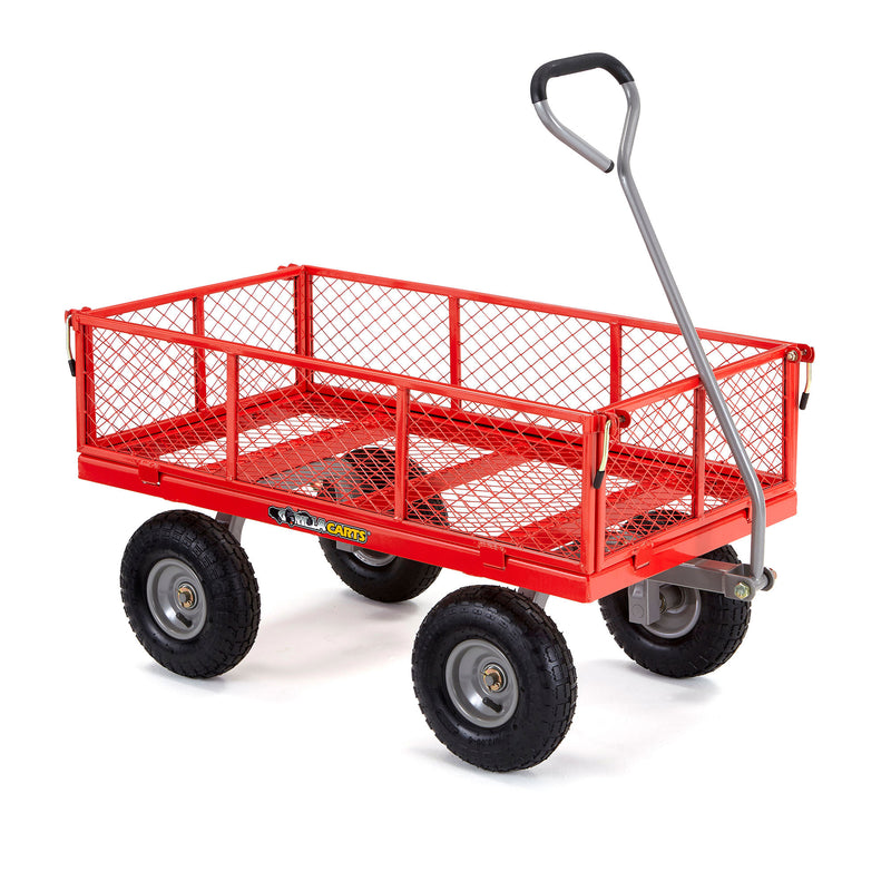 Gorilla Cart 800 Pound Capacity Steel Mesh Utility Wagon Cart, Red (Open Box)