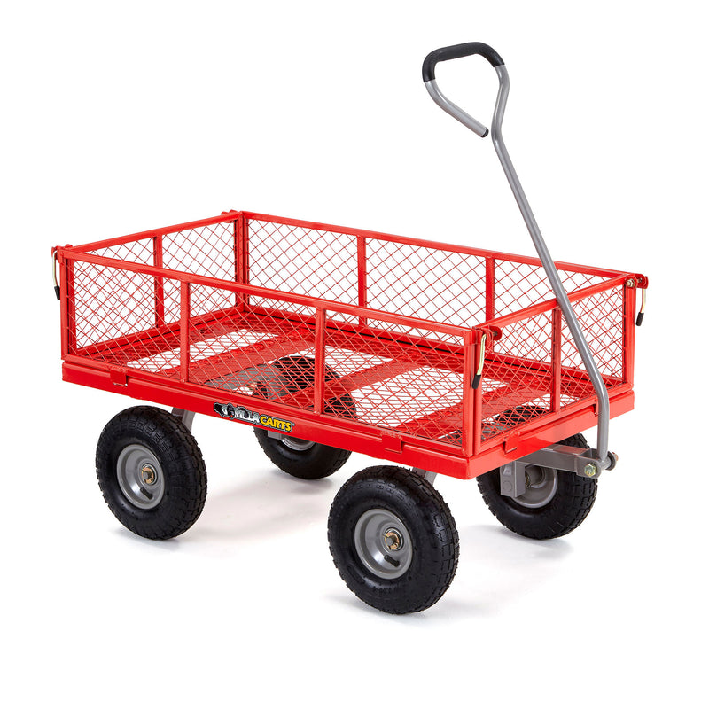Gorilla Cart 800 Pound Capacity Heavy Duty Steel Mesh Utility Wagon Cart, Red