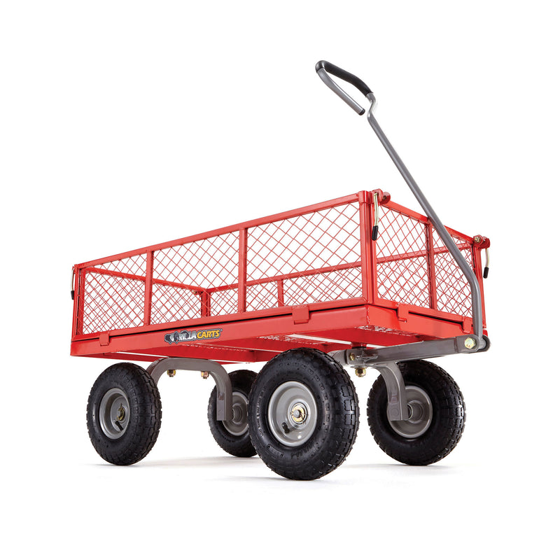 Gorilla Cart 800 Pound Capacity Steel Mesh Utility Wagon Cart, Red (For Parts)