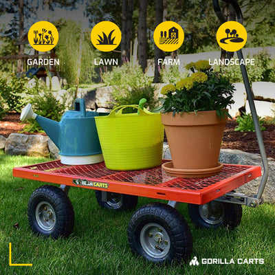Gorilla Cart 800 Pound Capacity Steel Mesh Utility Wagon Cart, Red (Used) - VMInnovations