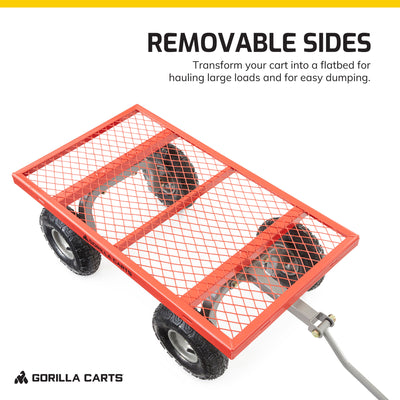 Gorilla Cart 800 Pound Capacity Steel Mesh Utility Wagon Cart, Red (For Parts)