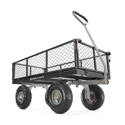 Gorilla Carts Steel Utility Cart Garden Beach Wagon, 800 Pound Capacity, Gray