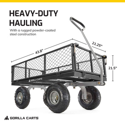 Gorilla Cart 800 Pound Capacity Steel Mesh Utility Wagon Cart, Black (Open Box)