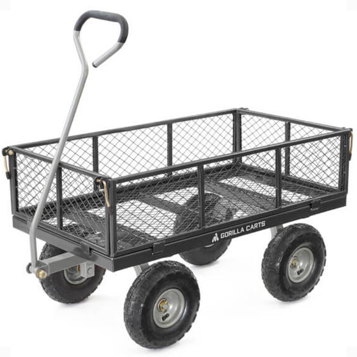Gorilla Cart 800 Pound Capacity Steel Mesh Utility Wagon Cart, Black (Open Box)