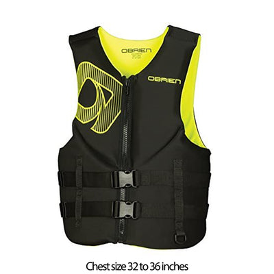 O'Brien Mens Small Traditional Front Zip BioLite Life Jacket, Black (Used)