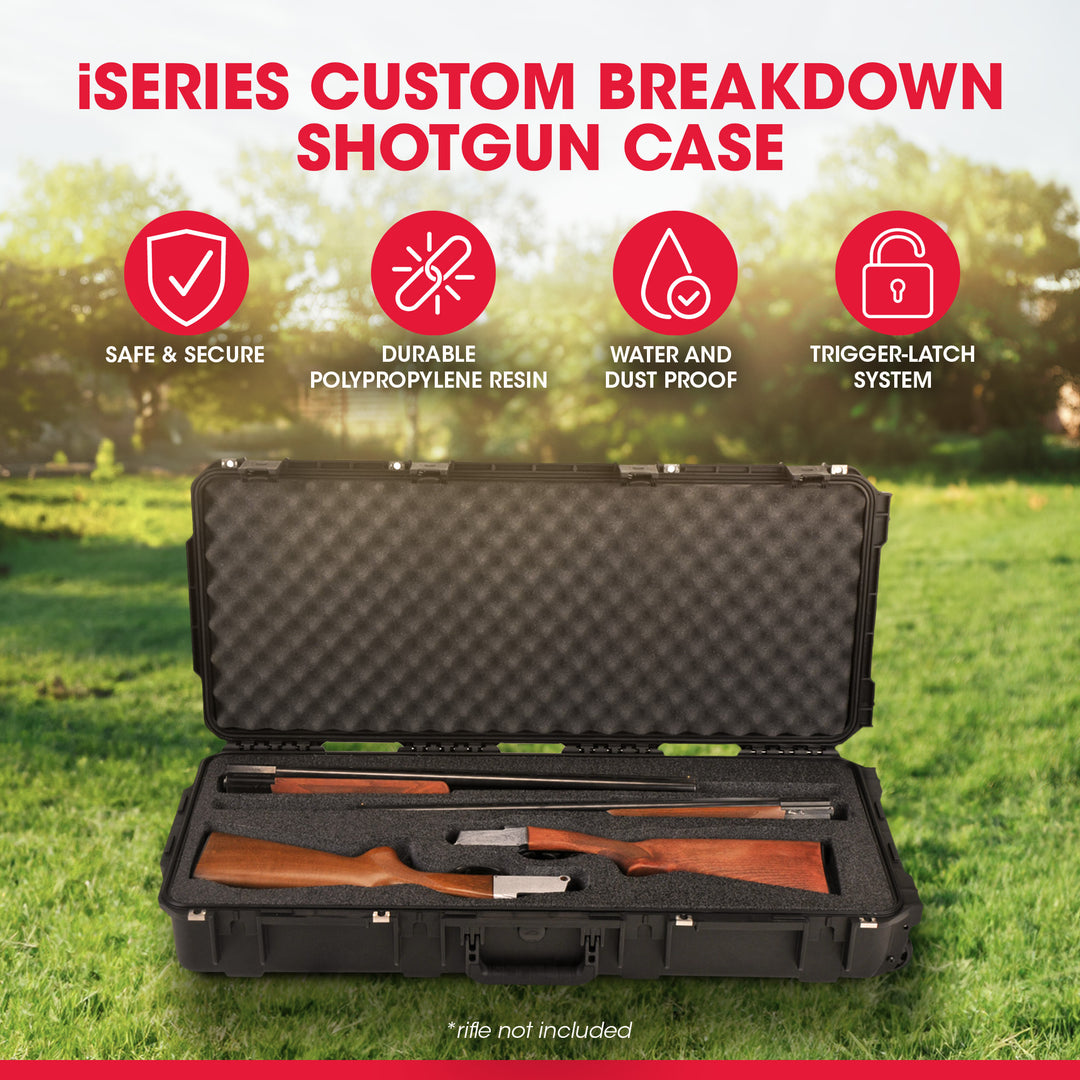 SKB Cases iSeries 3614 Hard Exterior Double Custom Breakdown Shotgun Case, Black