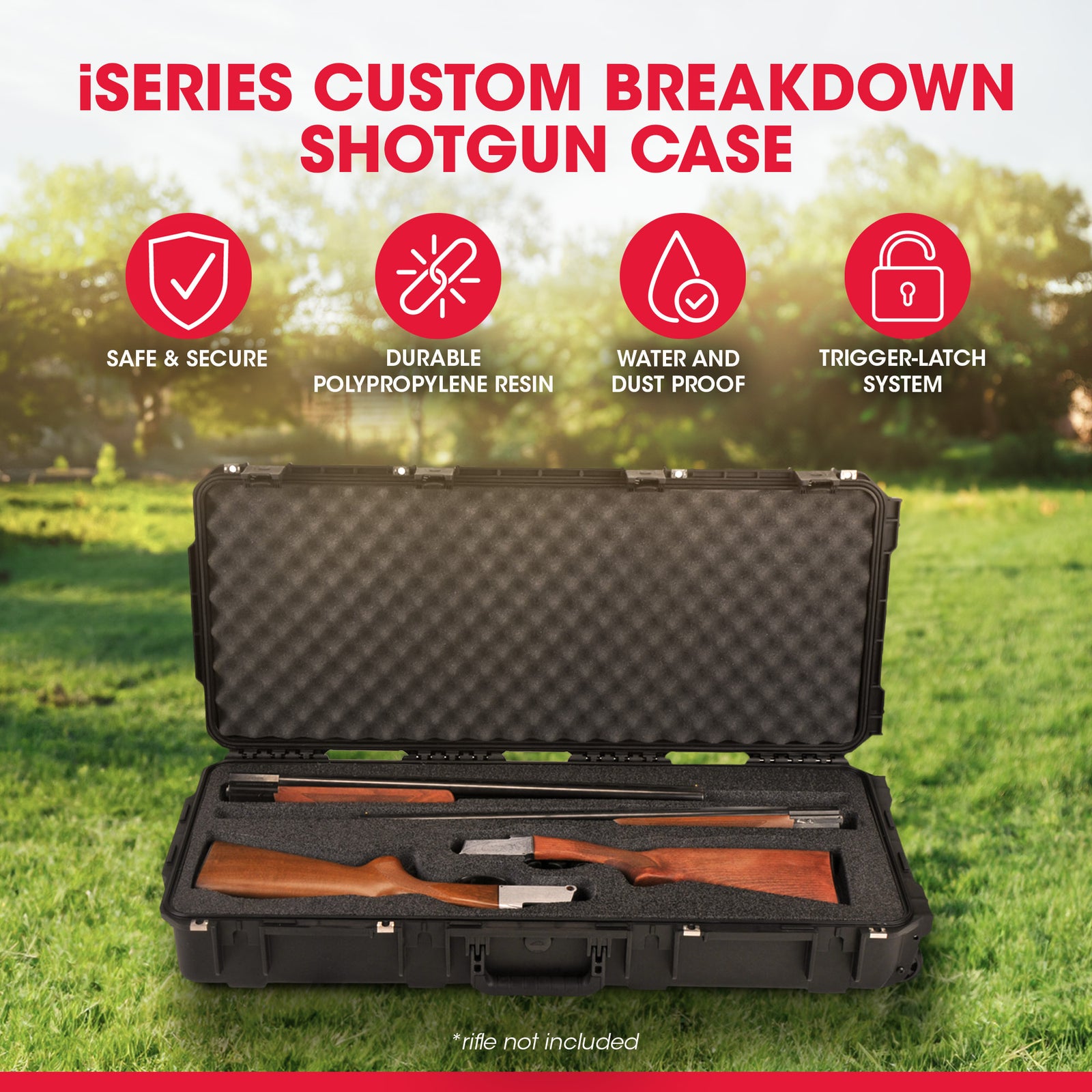 SKB Cases iSeries 3614 Hard Exterior Double Custom Breakdown Shotgun Case, Black - VMInnovations