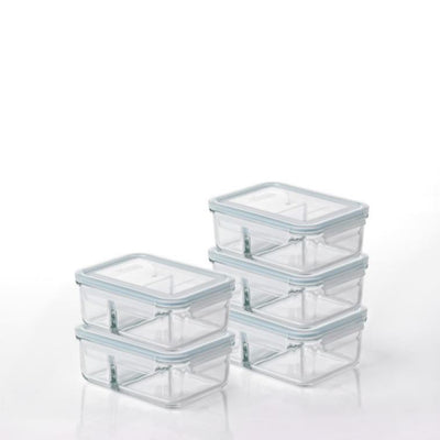 Glasslock Duo 5 Pc Clear Glass Divided Food Storage Containers (Open Box)