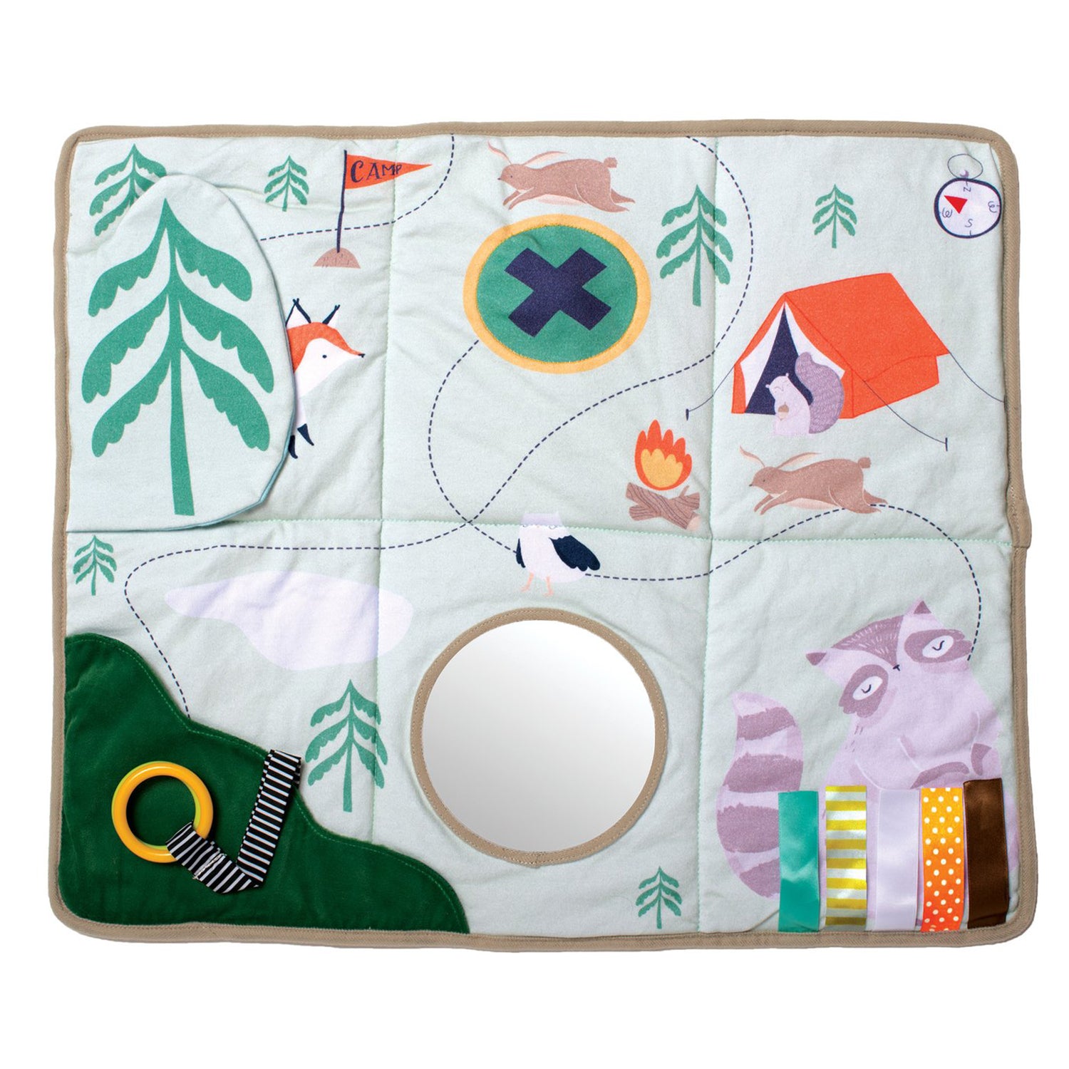 Manhattan Toy Company Camp Acorn Sensory Baby Toy Activity Play Mat w/ Mirror