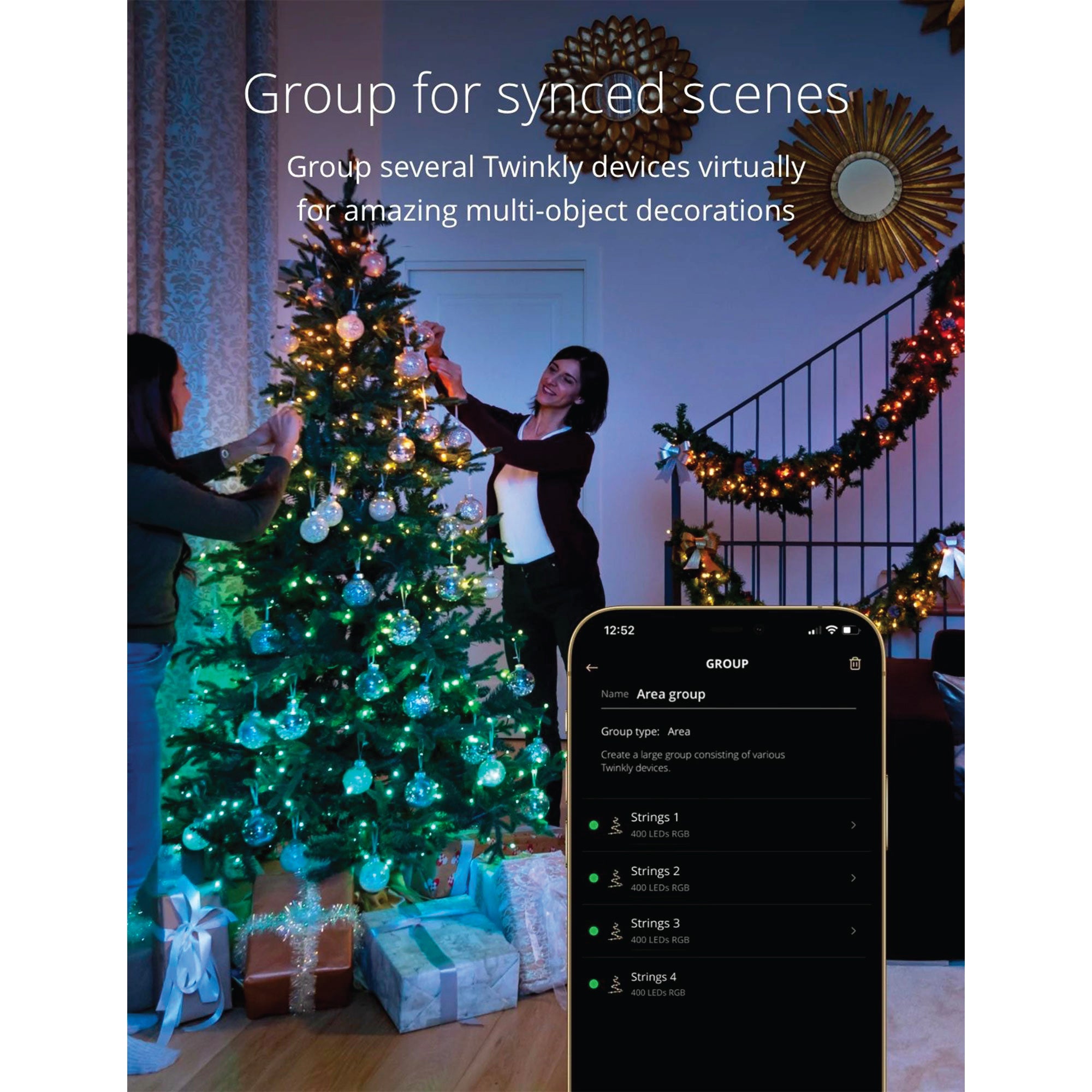 Twinkly String + Music 600 LED RGB Christmas Lights with Music Syncing Device