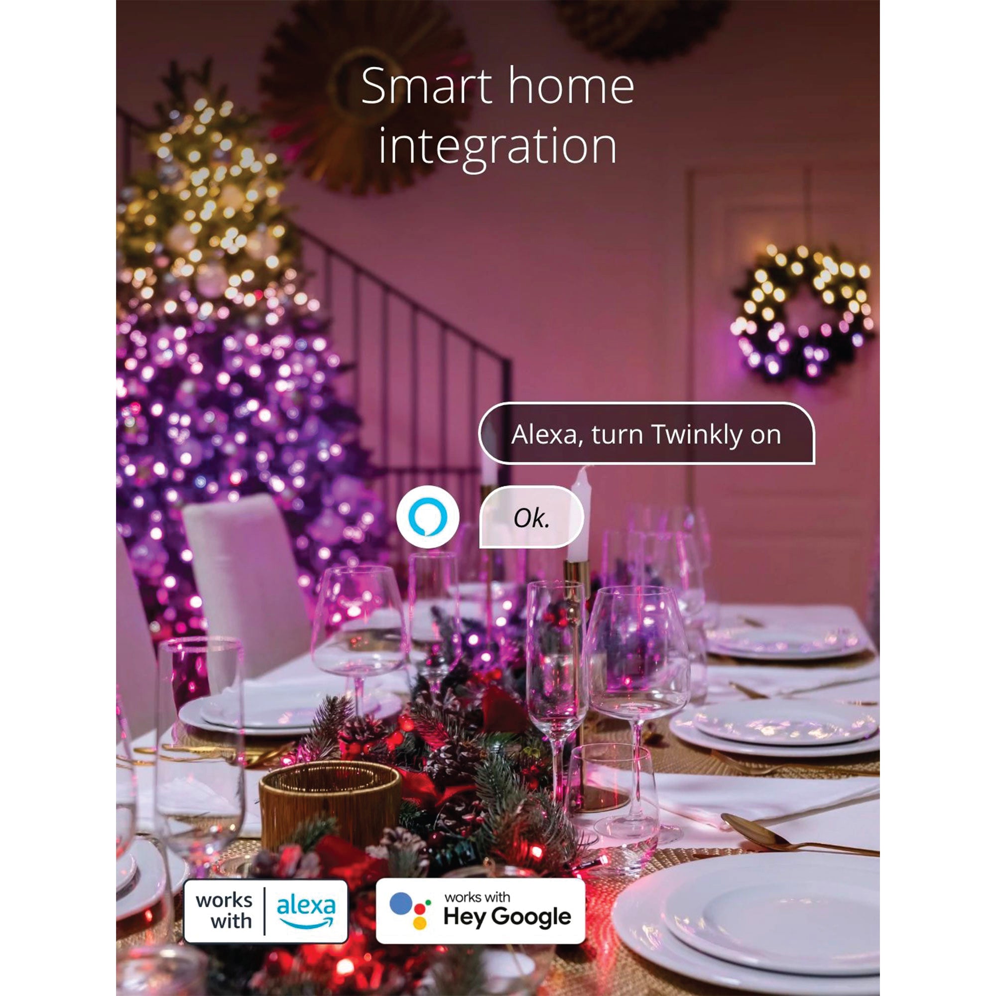 Twinkly String + Music 600 LED RGB Christmas Lights with Music Syncing Device