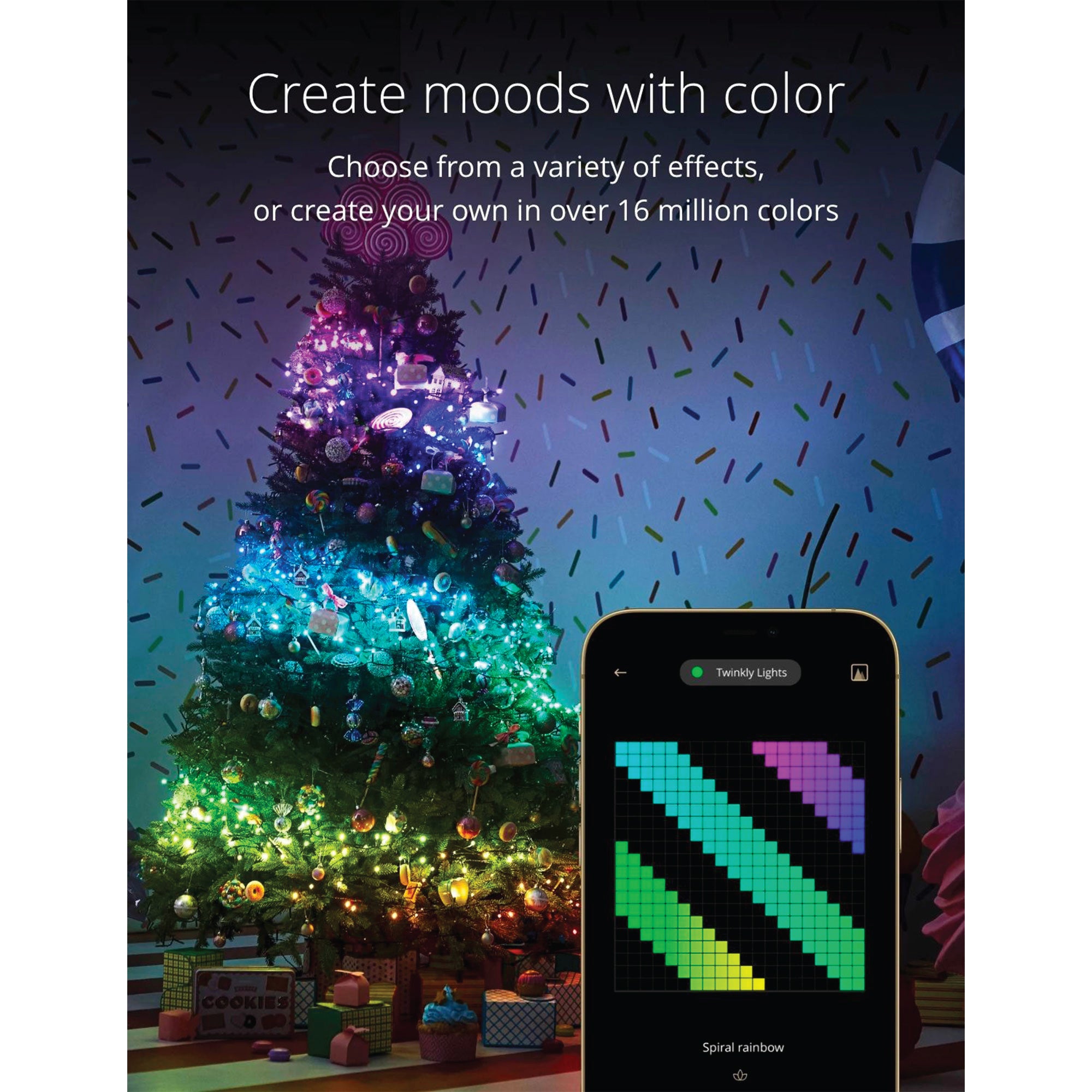 Twinkly String + Music 600 LED RGB Christmas Lights with Music Syncing Device
