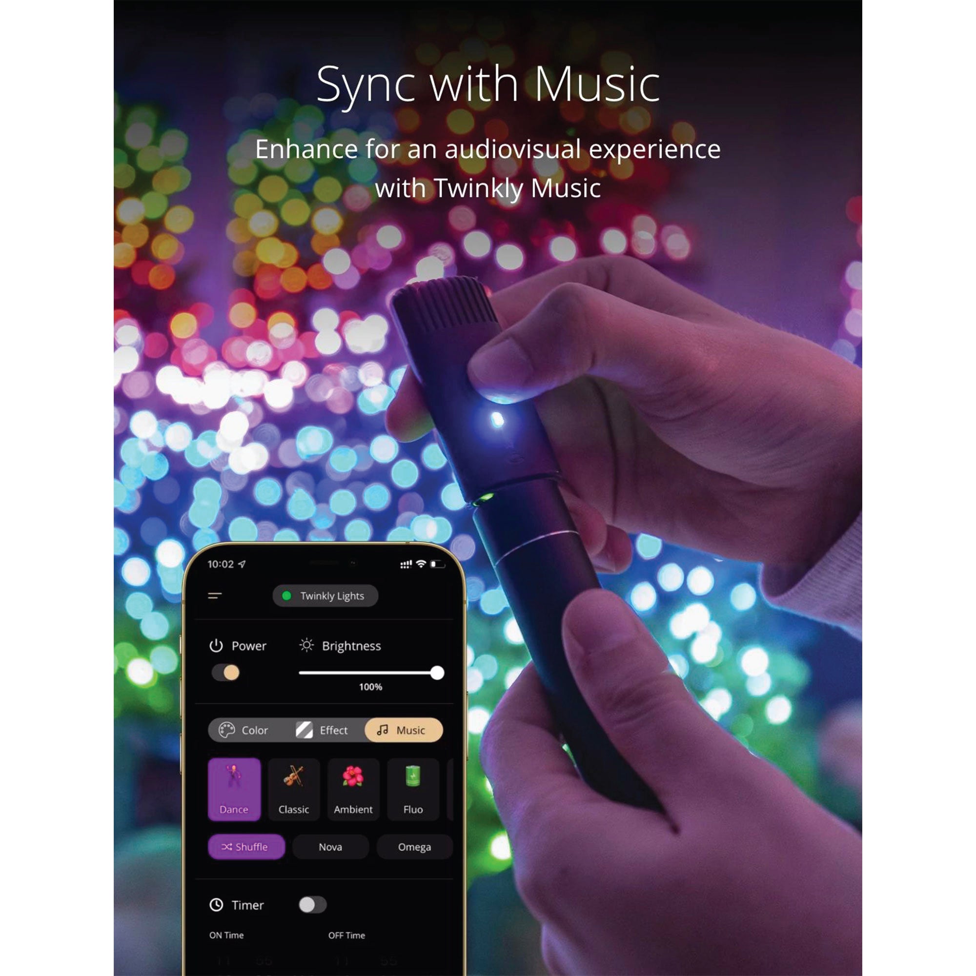 Twinkly String + Music 600 LED RGB Christmas Lights with Music Syncing Device