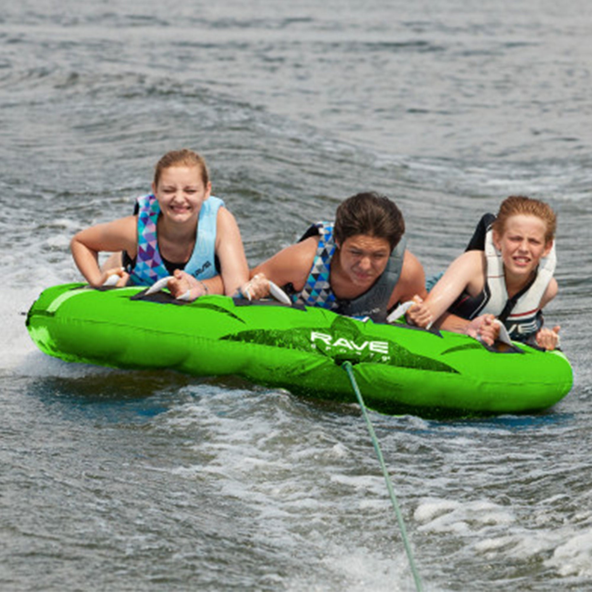 RAVE Sports Ripper XP Inflatable Towable Boat Lake Water Raft, Green (Open Box) - VMInnovations