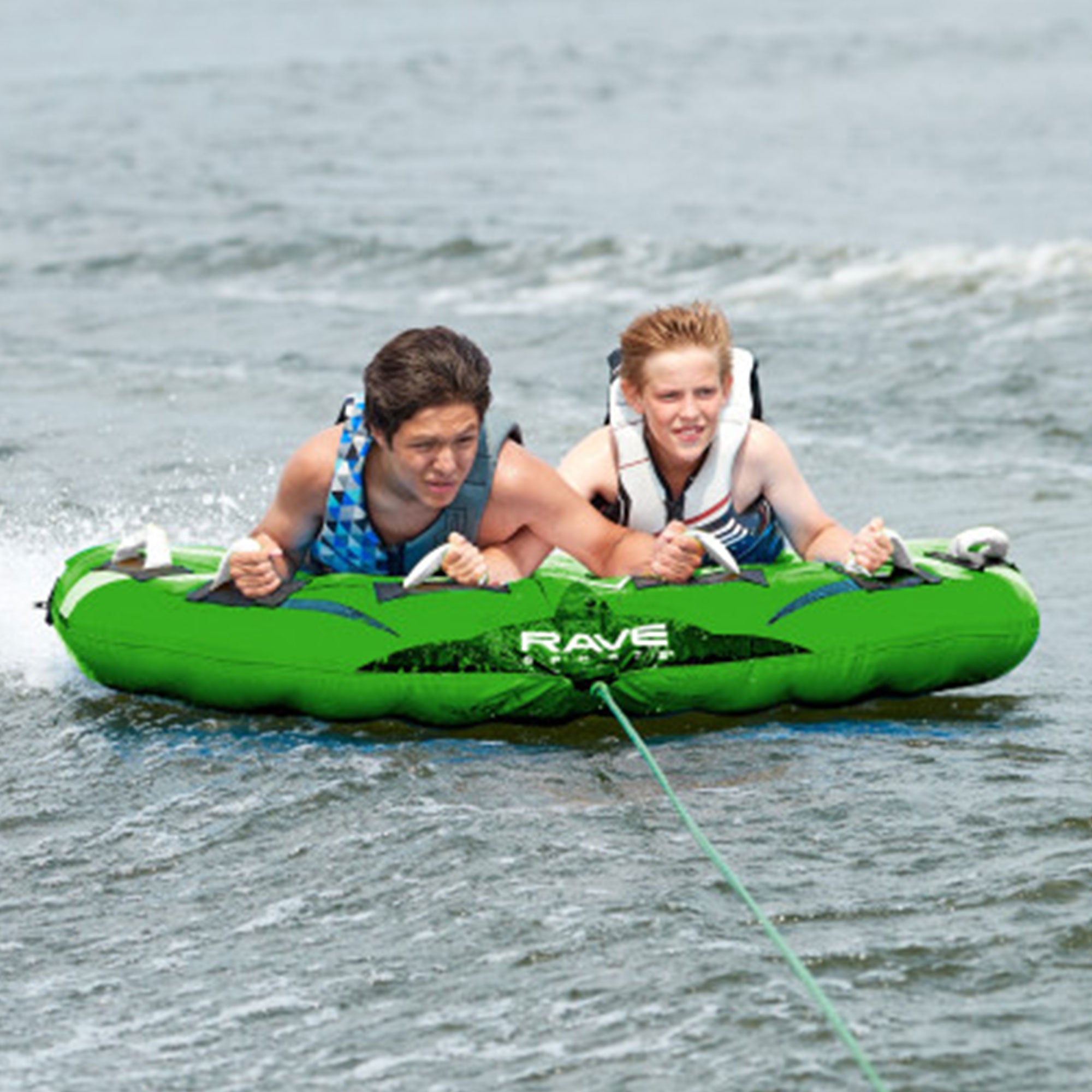RAVE Sports Ripper XP Inflatable Towable Boat Lake Water Raft, Green (Open Box) - VMInnovations