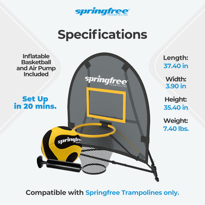 Springfree Outdoor 8 x 11 Ft Trampoline, Enclosure, Hoop Game, and Step Ladder