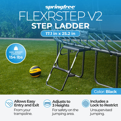 Springfree Outdoor 8 x 13 Ft Trampoline, Enclosure, Hoop Game, and Step Ladder - VMInnovations