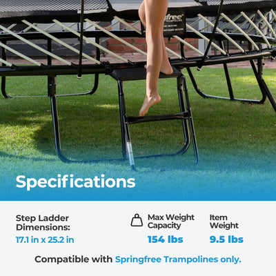 Springfree Outdoor 8 x 13 Ft Trampoline, Enclosure, Hoop Game, and Step Ladder - VMInnovations