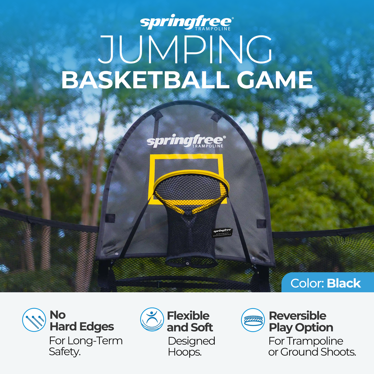 Springfree Outdoor 8 x 13 Ft Trampoline, Enclosure, Hoop Game, and Step Ladder - VMInnovations