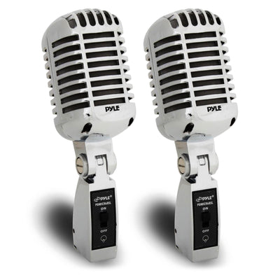 Pyle Pro PDMICR68SL Vintage Retro Vocal Microphone w/ 16 Foot XLR Cable (2 Pack)