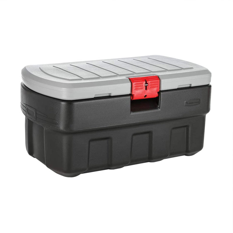 Rubbermaid 35 Gallon Black Action Packer Lockable Latch Storage Box Tote, Single