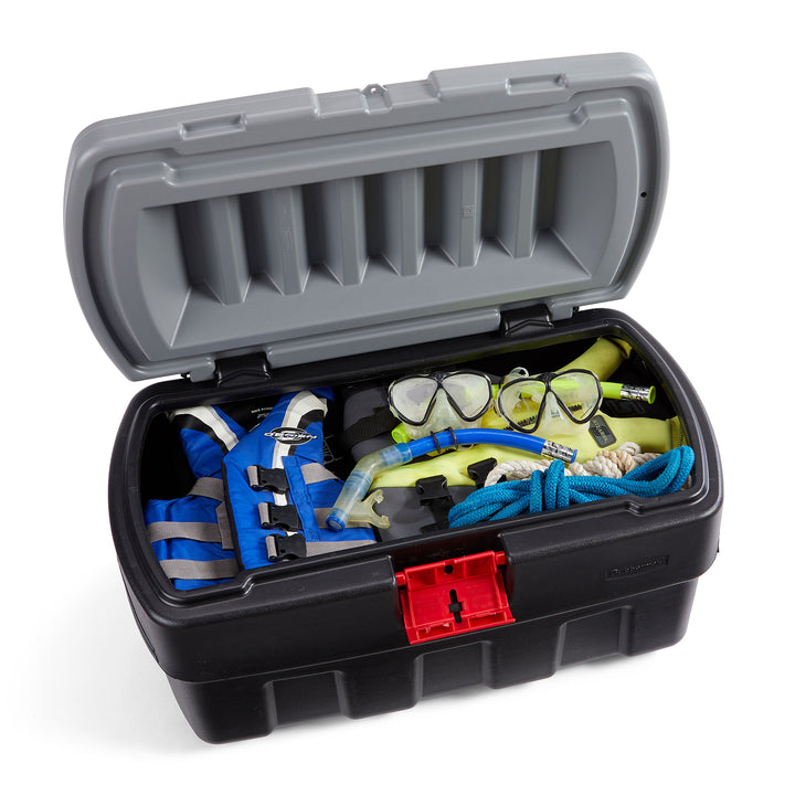 Rubbermaid 35 Gallon Action Packer Lockable Latch Storage Box, Black (Open Box) - VMInnovations