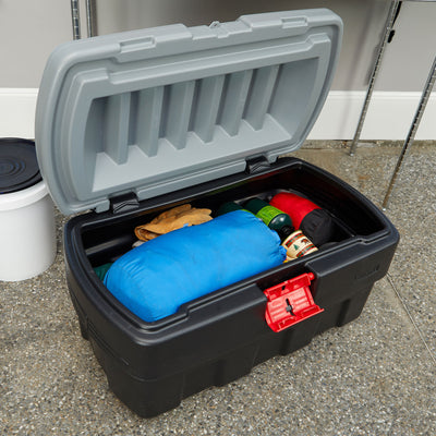 Rubbermaid 35 Gallon Action Packer Lockable Latch Storage Box, Black (Open Box) - VMInnovations