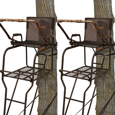 Big Game Hunter HD 1.5 Deer Hunting 18.5 Foot 1 Person Ladder Tree Stand, 2 Pack - VMInnovations