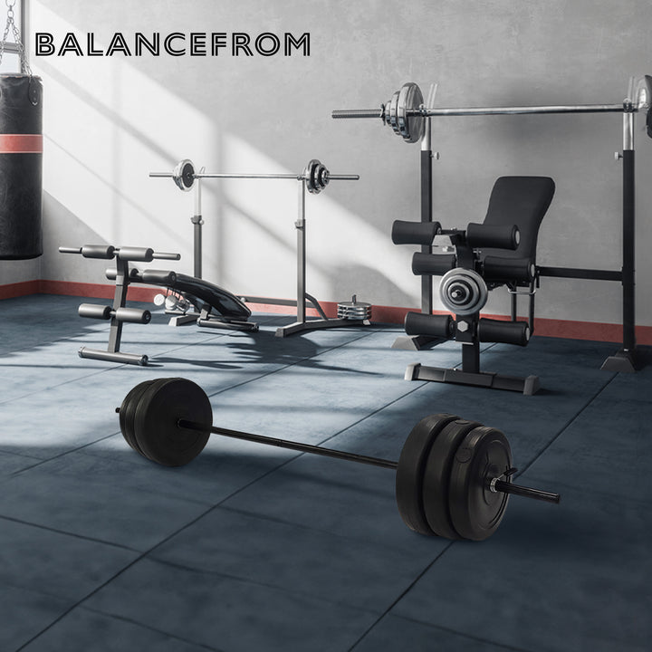 Everyday Essentials Steel Barbell Vinyl Weight Lifting Set, 100 Pounds(Open Box) - VMInnovations