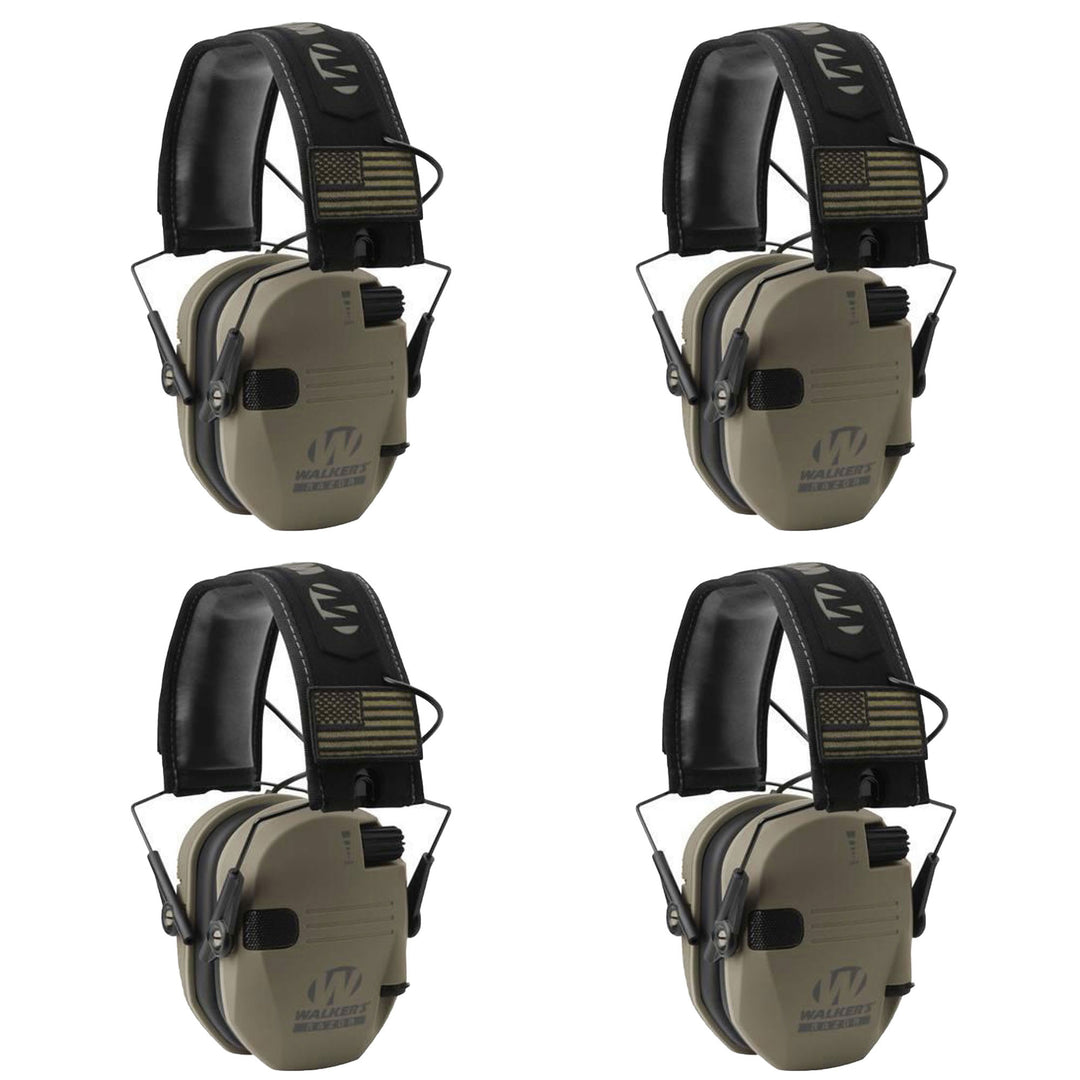 Walker's Razor Slim Shooter Electronic Hearing Protection Earmuff, (4 Pack)