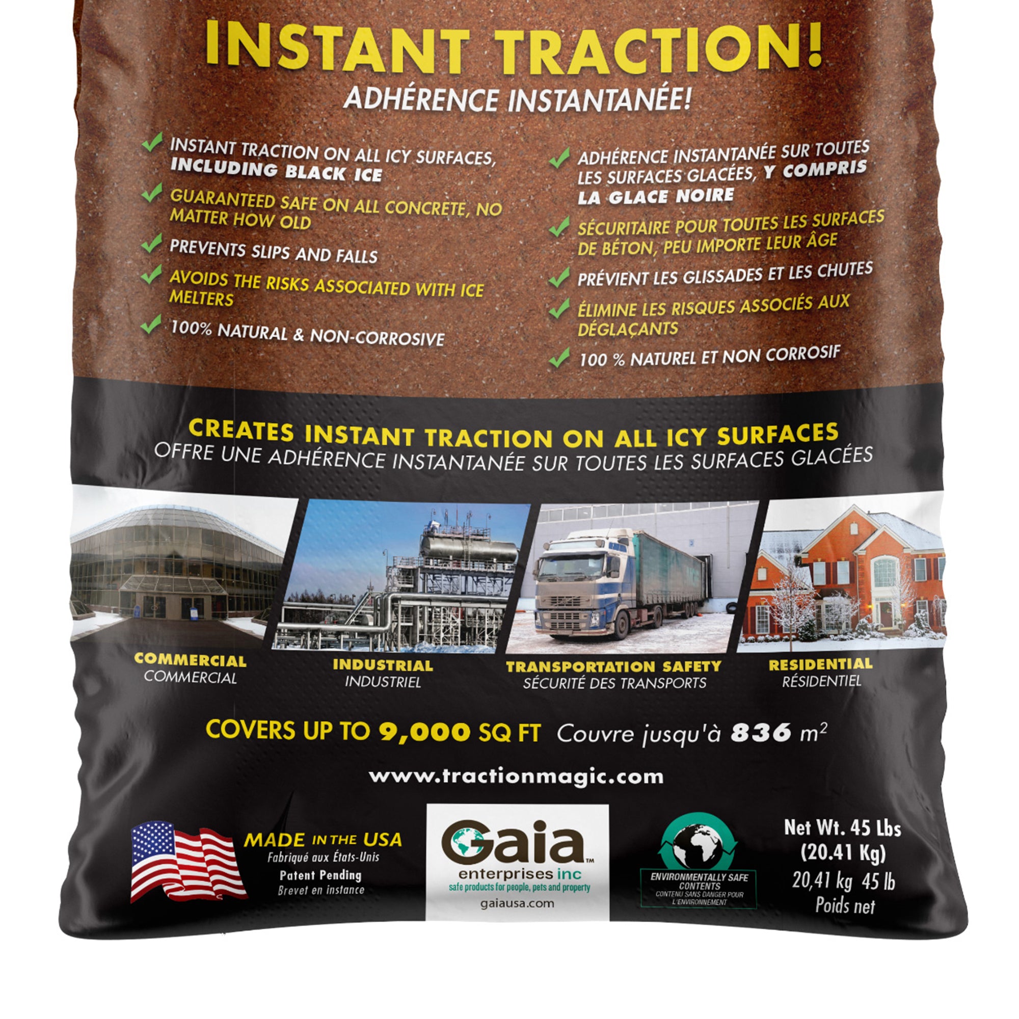 Traction Magic Quick Application All Natural Ice & Snow Melter, 45 Lbs (4 Pack)