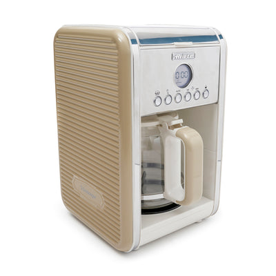Ariete Vintage Kitchen Countertop 12 Cup Brew Timer Coffee Maker Machine, Beige