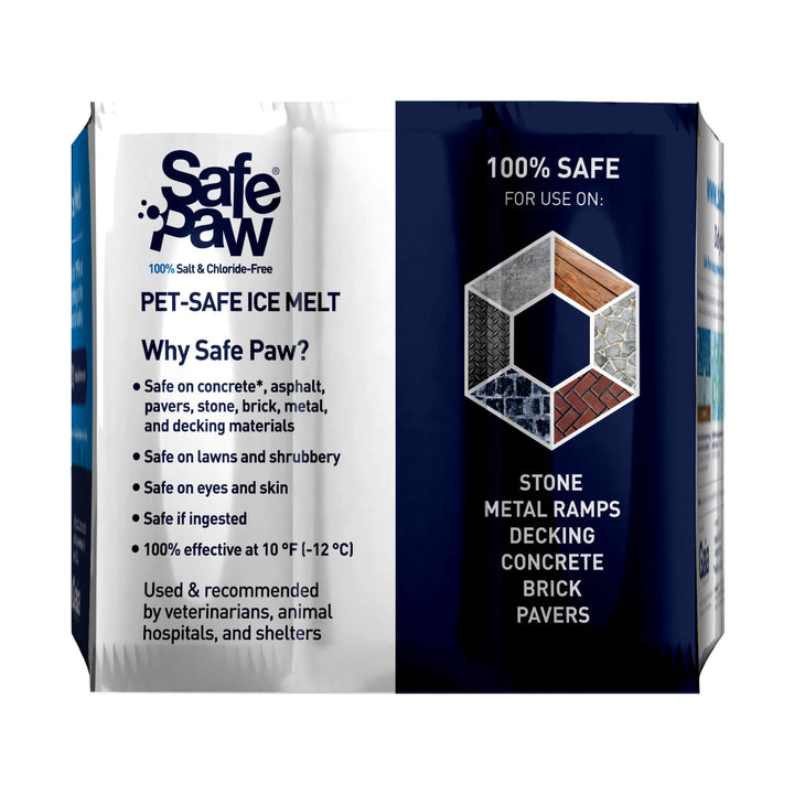 Safe Paw Pet Safe Ice Melt, 100% Salt and Chloride free with Traction Agent, Non-Toxic, Fast Acting, Lasts 3X Longer – 22 Lbs, 2 Pack