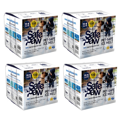 Safe Paw Pet Safe Ice Melt, 100% Salt and Chloride free with Traction Agent, Non-Toxic, Fast Acting, Lasts 3X Longer – 35 Lbs, 4 Pack - VMInnovations