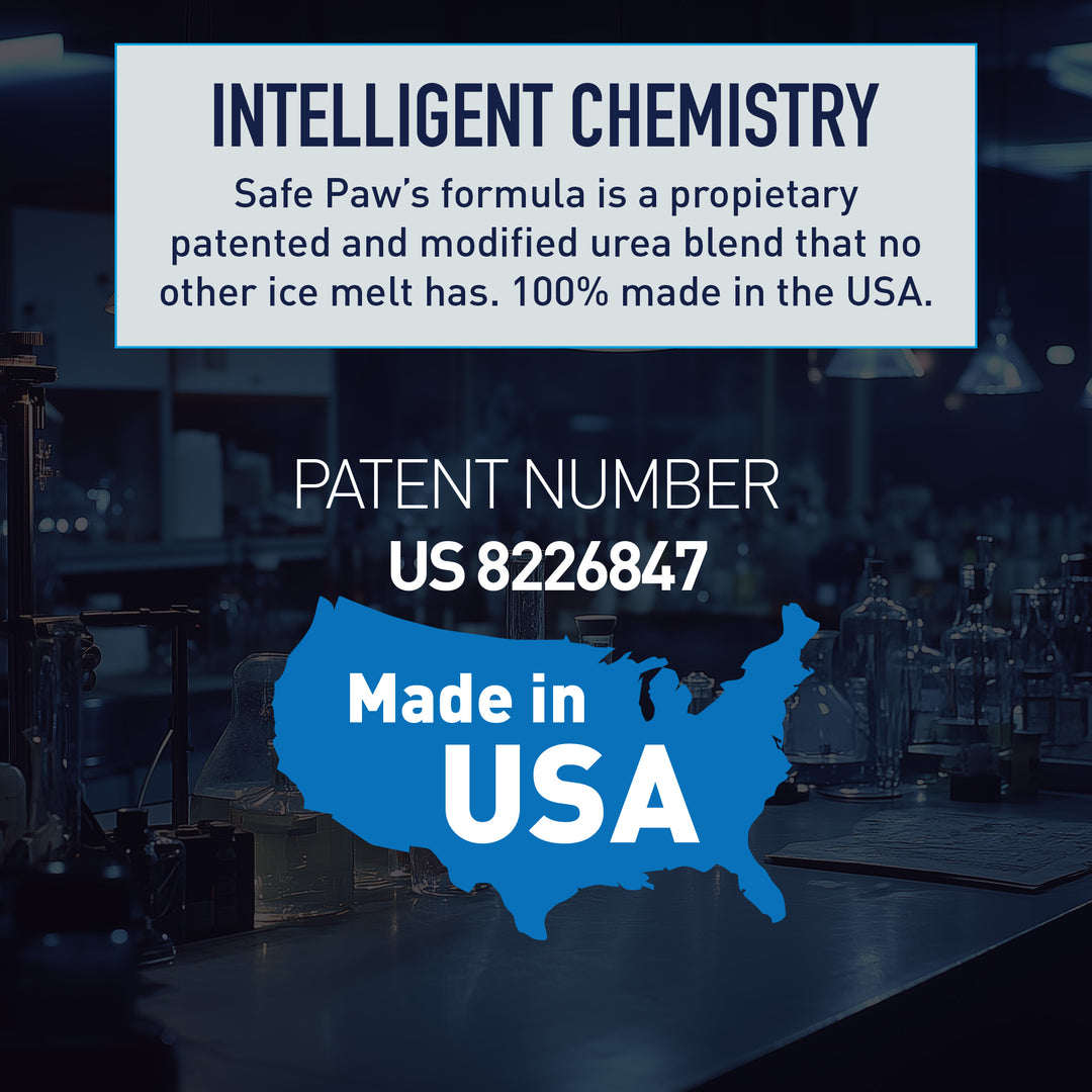 Safe Paw Pet Safe Ice Melt, 100% Salt and Chloride free with Traction Agent, Non-Toxic, Fast Acting, Lasts 3X Longer – 35 Lbs, 4 Pack