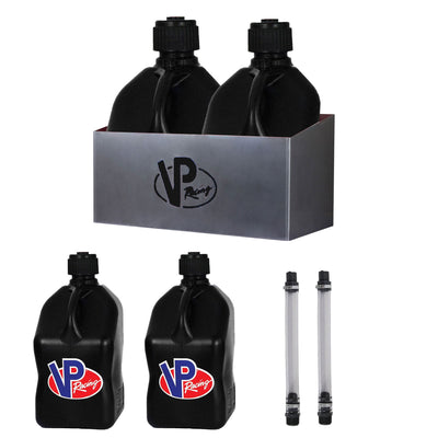 VP Racing Fuels Jug Storage, 5. 5 Gallon Container, Black (2 Pack), & Hose (2 Pack)