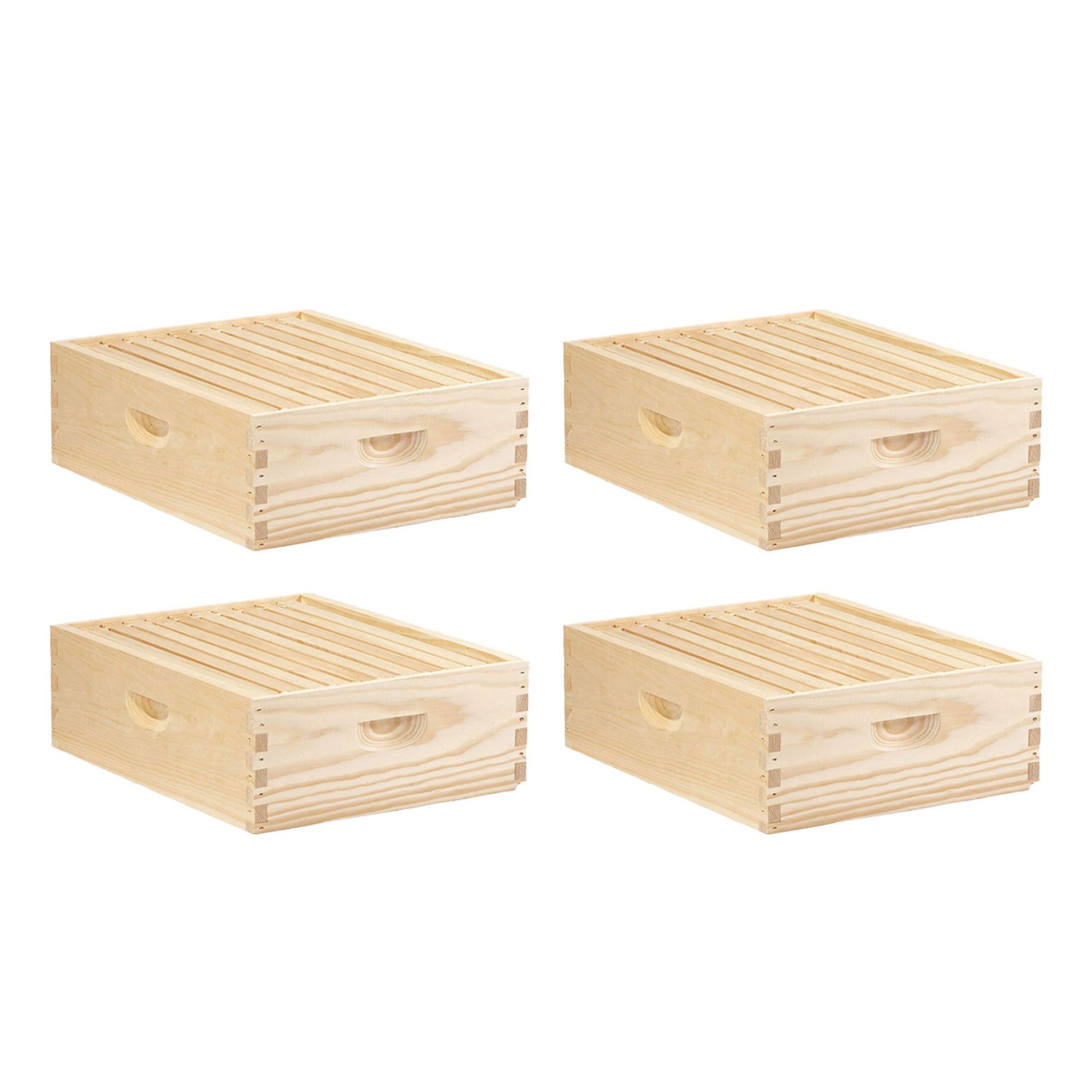 Little Giant 10 Frame Medium Honey Super Beehive Brood Body Wood Box (4 Pack)