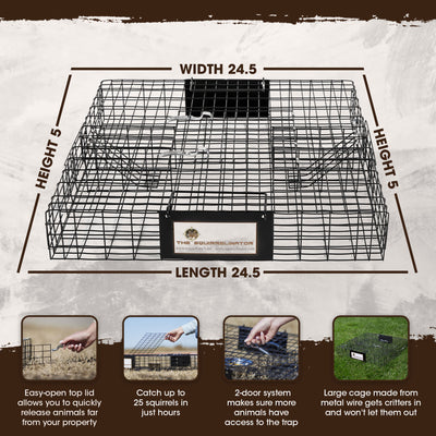 Rugged Ranch SQRTO Squirrelinator Squirrel 2 Door Trap Cage (2 Pack) - VMInnovations