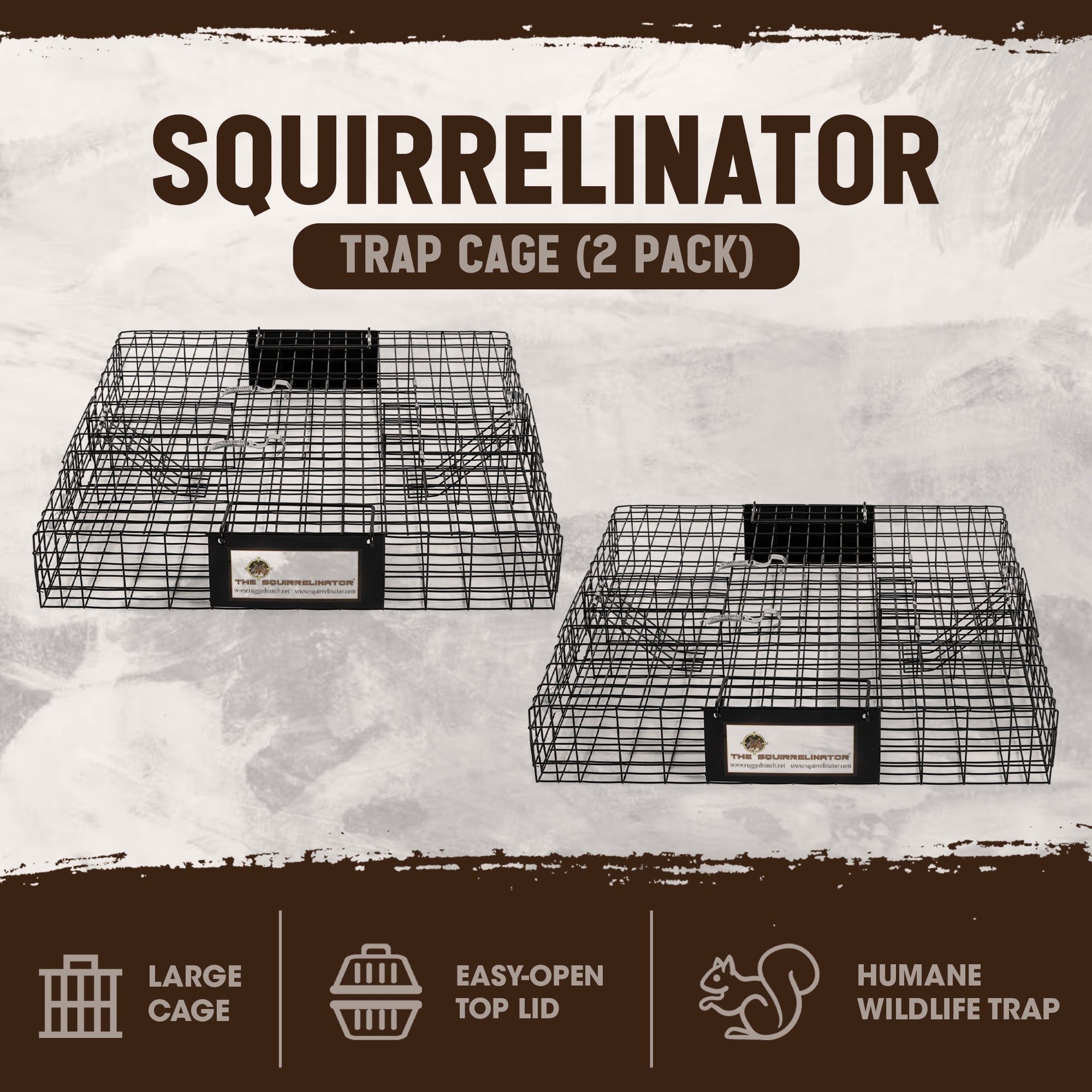 Rugged Ranch SQRTO Squirrelinator Squirrel 2 Door Trap Cage (2 Pack) - VMInnovations