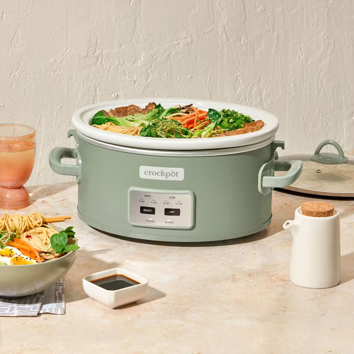 Crock Pot 6 Qt Cook and Carry Programmable Slow Cooker with Locking Lid, Green