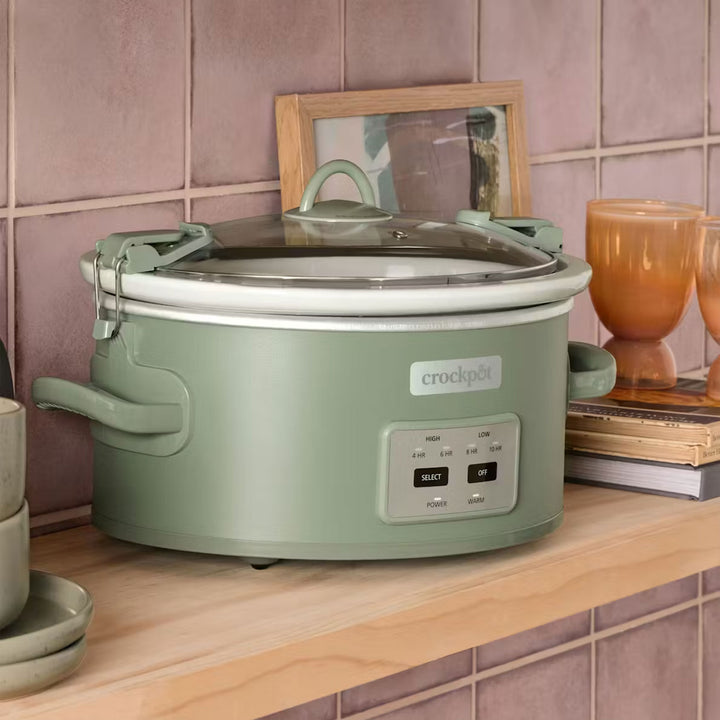 Crock Pot 6 Qt Cook and Carry Programmable Slow Cooker with Locking Lid, Green