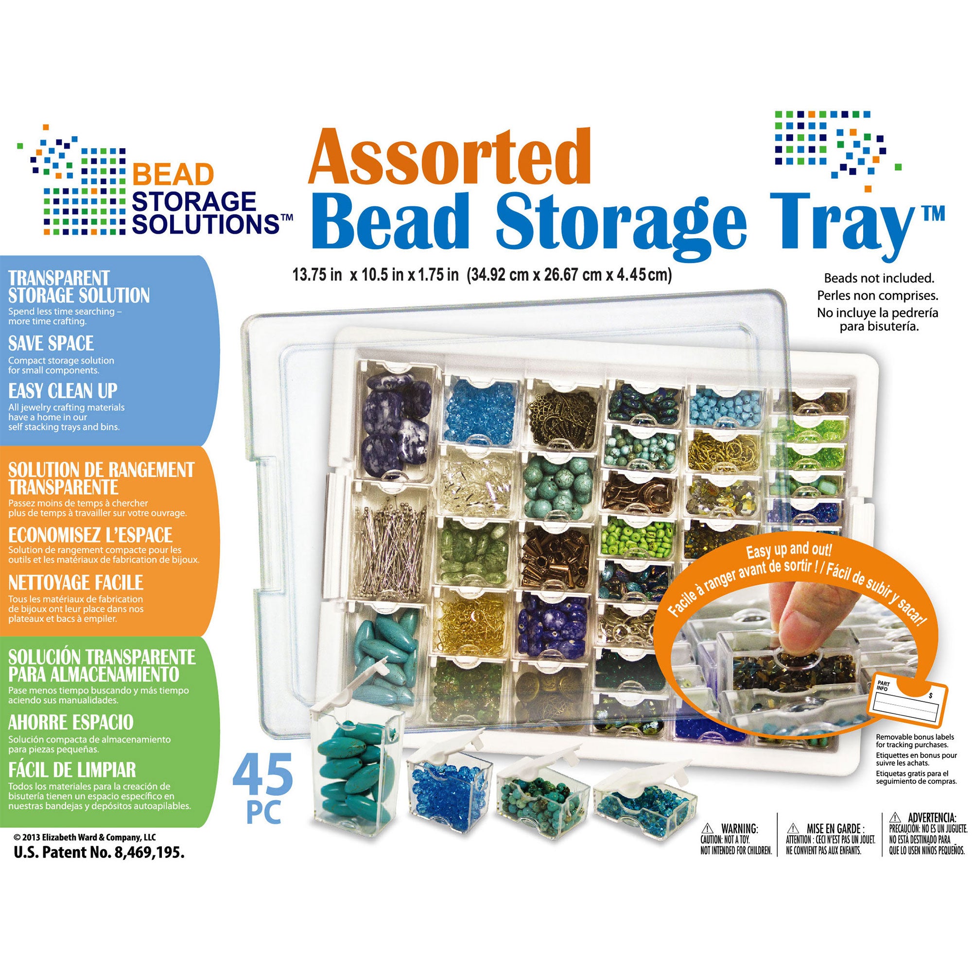 Elizabeth Ward Bead Storage Solutions 45 Piece Assorted Craft Supplies Organizer (10 Pack)