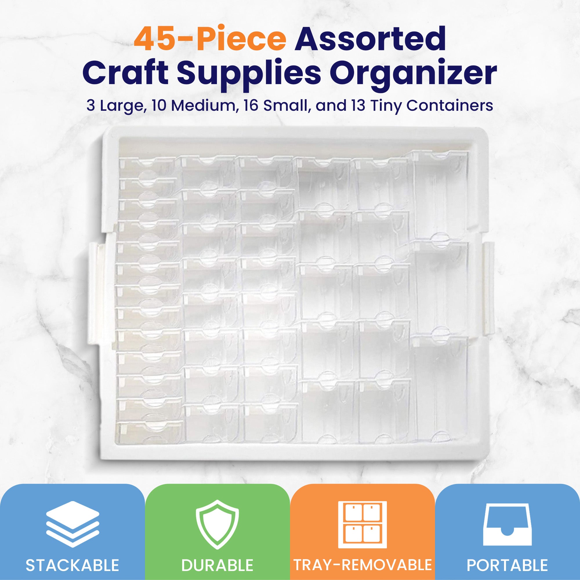 Elizabeth Ward Bead Storage Solutions 45 Piece Assorted Craft Supplies Organizer (10 Pack)