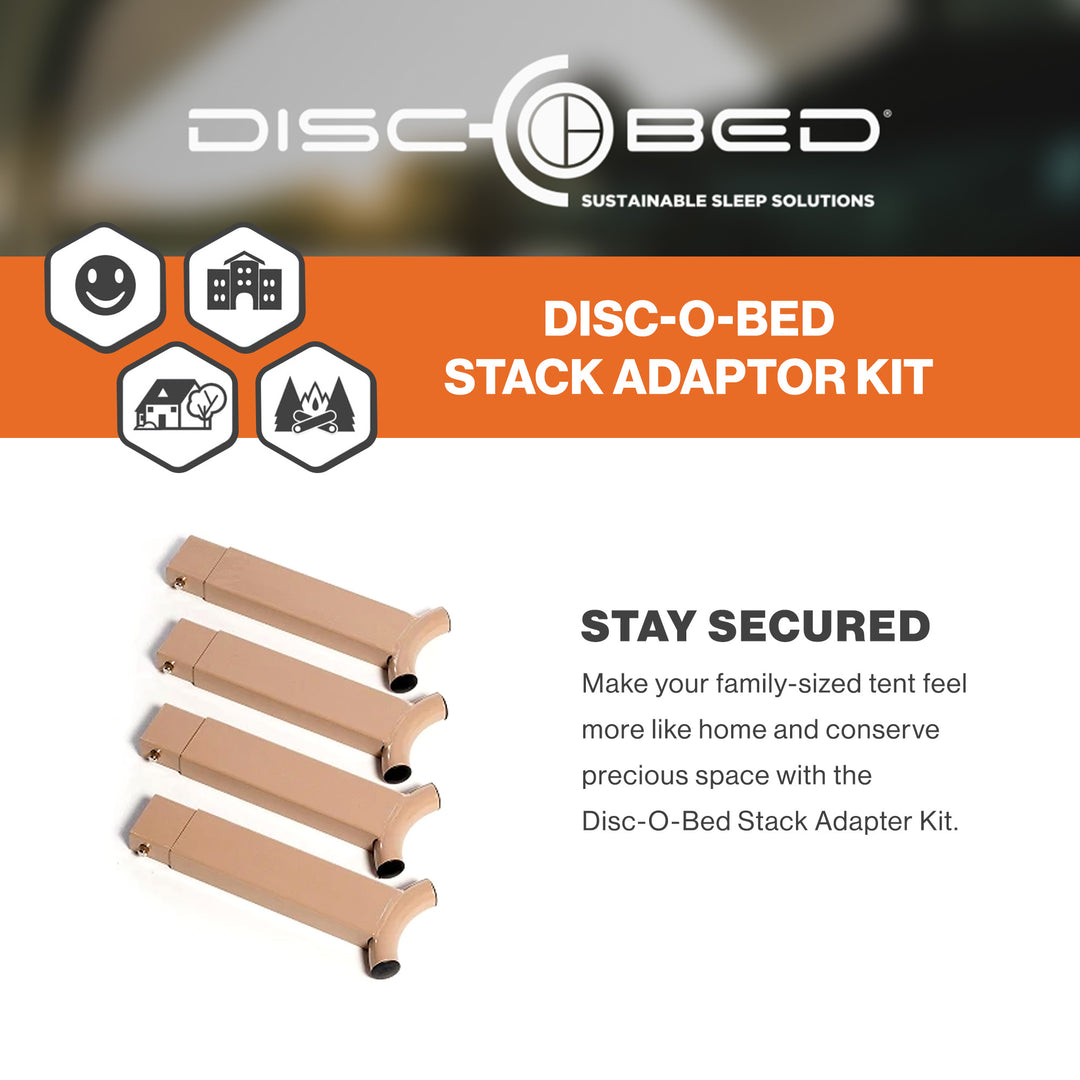 Disc-O-Bed 4 Pack Stack Adapter Kit for Disc-O-Bed Camping Cot Systems, Beige