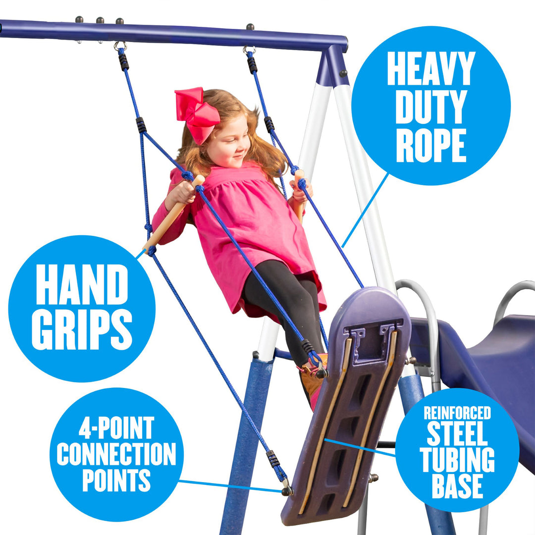 XDP Recreation Surf N Swing 5 Station Outdoor Swing and Play Set with Slide