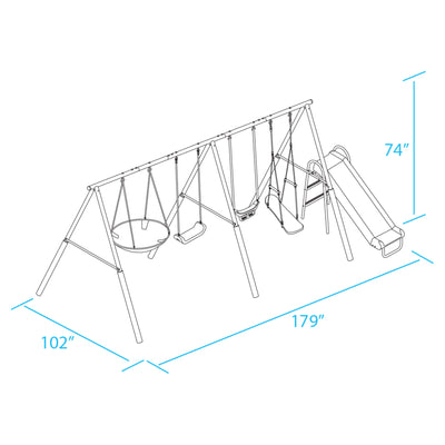 XDP Recreation Surf N Swing 5 Station Outdoor Swing and Play Set with Slide
