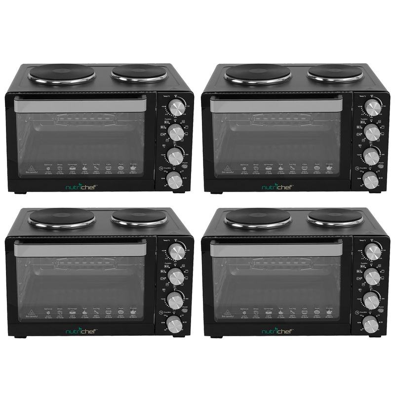 NutriChef Kitchen Countertop Convection Oven Cooker with Warming Plates (4 Pack)
